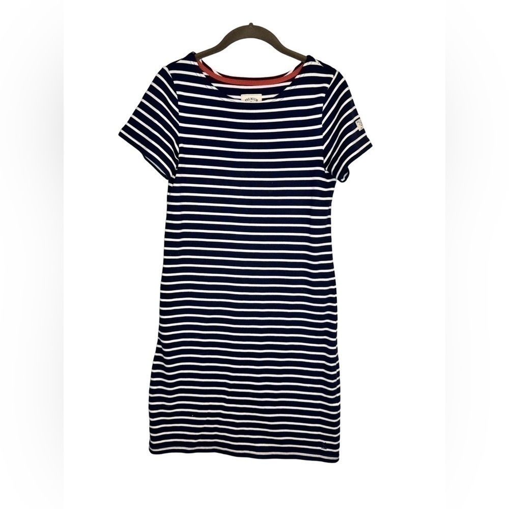 Joules Riviera Long Length Jersey Dress Navy and White Striped Size 4
